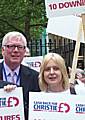 Paul Rowen MP with a Christie's campaigner at Downing Street.