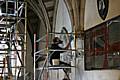 Christopher from the Hurst Conservation Renovators working on the walls at Rochdale Town Hall; the main entrance to the Town Hall will be closed for the duration of the work.