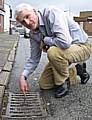 Councillor William Hobhouse at one of the blocked gullies in Sudden.