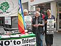 Peace Group members (Pat Sanchez, Andrew Wastling, George Abendstern and Mai Chatham) in Yorkshire Street on Saturday (27 June).