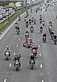 Motors running...Bikers bring the M62 to a halt.