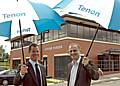 Sean McClernon and Office Managing Director Chris Hill at Tenon's Cedar House office, Sandbrook Park