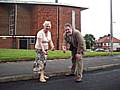 Councillors Pat Colclough and Dale Mulgrew on the newly resurfaced Cavendish Road outside St Thomas's Church.