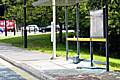 The GMPTE bus stop outside Tesco supermarket on Manchester Road, Sudden has been smashed to pieces by vandals