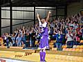 Joe Thompson celebrates his goal in front of the Dale fans.