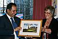 Rochdale and Heywood and Middleton Conservative Associations Annual Dinner - Susan Pawson presnets Sajjid Karim with a framed picture of Rochdale Town Hall