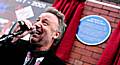 Peter Hook at the unveiling of the blue plaque at the Kenion Street Music Building.