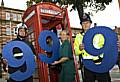 Fire officer Rob McDonagh, ambulance technician Sue Richardson and PC Darren Prince promote 999 Day.