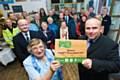 Queen’s Park friends group chairwoman, Sheila Hill, and Rochdale Borough Council’s Parks and Street Scene Manager Mick Ripley hold up the People’s Choice Award plaque presented by Keep Britain Tidy’s Paul Todd. Behind them are the friends group members, parks staff, police officers and other volunteers whose input has helped to make Queen’s Park officially the nation’s favourite