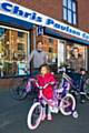 Philip (back, left), Terri (back, right) and Elise with their new bikes