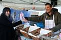 A happy customer at the Littleborough Farmers Market