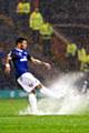 Rochdale v Oldham Athletic – abandoned due to torrential rain rendering the playing surface dangerous - Anthony Elding swamped in the deluge