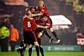 Rochdale v FC United of Manchester - FCUM players celebrate