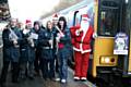 Members of STORM, Littleborough Brass Band and Santa ready to board the 08.53am Sunday service