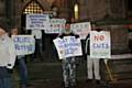 Protestors outside the Town Hall