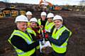 Managing Director of Link4Life Craig McAteer, Chair of Rochdale Township Councillor Wera Hobhouse and Service Director for Regeneration, John Percival. Pictured right, from the front, are, Willmott Dixon’s Managing Director for the North West Anthony Dillon, Central Rochdale Ward Councillor Farooq Ahmed and Chair of Link4Life, Brian Ashworth