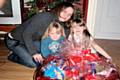 Sophie, Chloe and mum with their winning bumper hamper