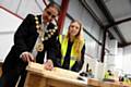 The Mayor of Rochdale, Councillor Zulfiqar Ali at the SkillCentre with Gemma Stuart