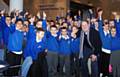 Children from St Andrew’s CE with Councillor Dale Mulgrew at the Bridgewater Hall 
