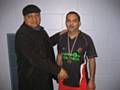 Ali of RYCC receiving Man of the match medal from Umpire Mr Amin Tufail