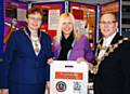 The Mayor and Mayoress, Councillor Keith Swift and Ms Sue Etchells with Louisa Porter from the Rochdale Home Improvement Agency at the Equalities Listening Event