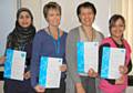 Bilingual Support Worker Soniya Jabeen, Health Visitor Margaret George, Infant Feeding Co-ordinator Val Rimmer and Bilingual Support Worker, Samina Kauser receive their certificates