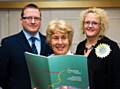 Rachael El Weshahi, Stuart Jenkins and Anne Hanley with the Securing the future report
