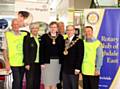 The Mayor and Mayoress of Rochdale with the Rotary Club of Rochdale East and Margaret Cigna of the Rochdale Exchange