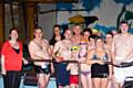 Emma Conway, Duty Manager at the Gaskell Pool, Heywood, with swimmers before the 2010 Swimathon 