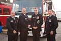 Rochdale recipients Michael Lawlor, Mark Bamford and Jason Rain with County Fire Officer, Steve McGuirk 