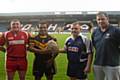 Representatives from the four Rochdale ARL clubs, Whitworth Spartans (Jonny O'Donovan), Alex West (Rochdale Cobras), Adam Browne (Littleborough) and Dean Hartley (Rochdale Mayfield)
