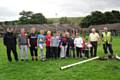 Councillor Keith Swift and local children alongside the new goalposts