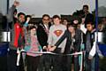 The Mayor of Rochdale, Councillor Zulfiqar Ali and Executive Director for Children’s Services, Cheryl Eastwood join excited youths as doors to the new youth centre opens