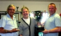 John McGarry being awarded the President's Trophy by Councillor Dale Mulgrew and Club President Pete Metcalf.