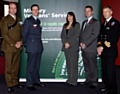 Lieutenant Colonel Eddy Carter, Commanding Officer 103 Regiment; Flight Lieutenant Martin Falsey; Clinical Lead Claire Maguire; Principal Psychologist Dr Alan Barrett and Naval Commander for Northern England and Isle of Man David Pickthall.



