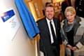 Bernard Gallagher, group chief executive at Regenda unveiling a commemorative plaque to mark the official opening of the new supported housing service at Beswicke Royds Street with Lynda Robinson, Chair of Petrus