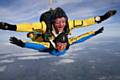 Mary Sunderland in the tandem sky dive 