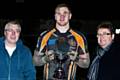 Oldham Roughyeds v Rochdale Hornets - Law Cup Final: Man of the match: Ben Wood, pictured with Steve Brown (left) and Chris Hamilton (right), picks up the Heritage Trust Trophy after scoring a hat-trick