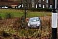 The driver of this car had a lucky escape after swerving on Huddersfield Road, Newhey, and down a steep bank

