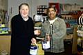 Councillor Dale Mulgrew with Mr Khan of Zeb Painting and Decorating Supplies