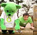 Waterloo Road star Jason Done and Humphrey the Bear joining forces for the Great Manchester Run.
