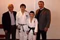 Aston Buckley (left) was awarded a black belt grading.  He is the youngest member of the Rossendale Shotokan Karate Club to achieve a black belt in its 25 year history.