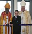 The Archbishop of York, Dr John Sentamu, Connor Russell and the Bishop of Middleton, the Right Revd Mark Davies