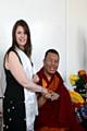 Jo Potts with Buddhist monk Geshe Lama Ahbay Tulku Rinpoche