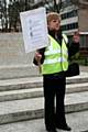 Councillor Jean Ashworth at the 'Save our Services' public march earlier this year