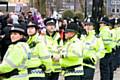 EDL and UAF demos<br />Police cordon