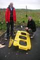 Councillor Dale Mulgrew and Paul Rowen pointing out the mess on Lower Lane, in April