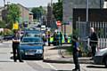 Police and paramedics at the scene of the disused building on School Lane, Rochdale