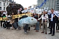 MEPs and others demonstrating outside the offices of the European Commission