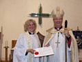 Reverend Frances Guite with Reverend Mark Davies, Bishop of Middleton